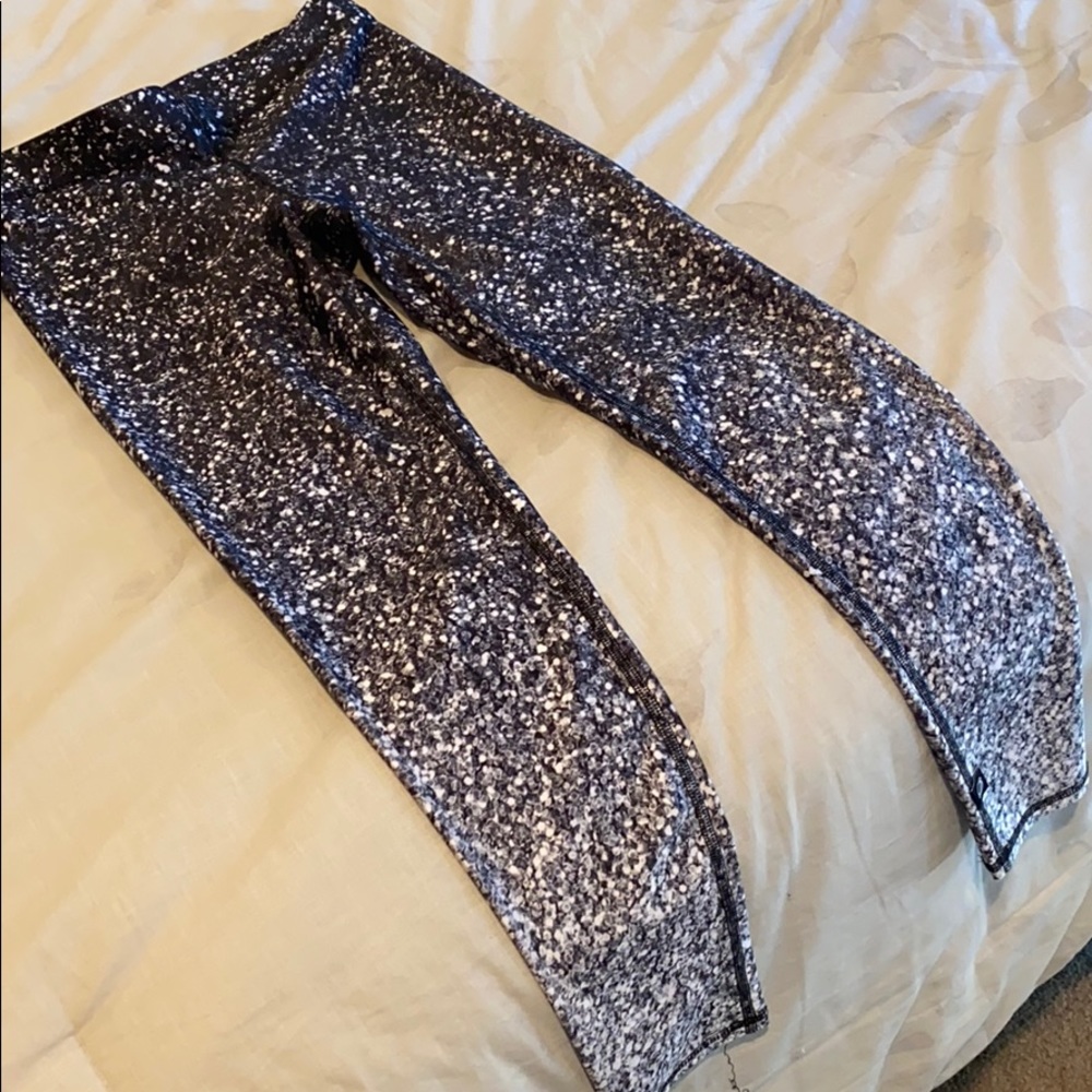 Black and White Glitter Slim Band Leggings